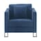 Armen Living Heritage Blue Fabric Upholstered Accent Chair with Brushed Stainless Steel Legs LCHT1BLUE - alternate 6